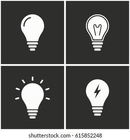 Iconos vectoriales de lámpara establecidos. Ilustración aislada para diseño gráfico y web.