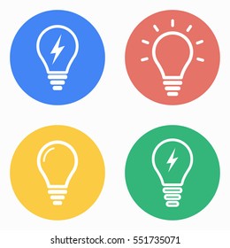 Lamp vector icons set. White illustration isolated for graphic and web design.