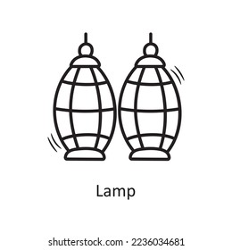Lamp vector outline Icon Design illustration. Christmas Symbol on White background EPS 10 File