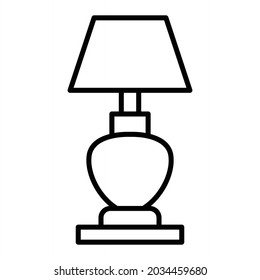 Lamp Vector Outline Icon Isolated On White Background
