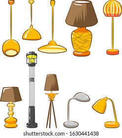 Lamp vector set collection graphic clipart design 