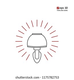 Lamp - vector thin line icon on white background. Symbol for web, infographics, print design and mobile UX/UI kit. Vector illustration, EPS10.