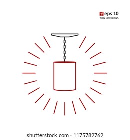 Lamp - vector thin line icon on white background. Symbol for web, infographics, print design and mobile UX/UI kit. Vector illustration, EPS10.