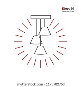 Lamp - vector thin line icon on white background. Symbol for web, infographics, print design and mobile UX/UI kit. Vector illustration, EPS10.