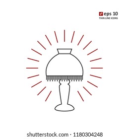 Lamp - vector thin line icon on white background. Symbol for web, infographics, print design and mobile UX/UI kit. Vector illustration, EPS10.