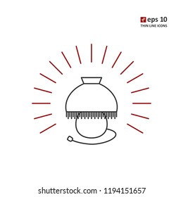 Lamp - vector thin line icon on white background. Symbol for web, infographics, print design and mobile UX/UI kit. Vector illustration, EPS10.