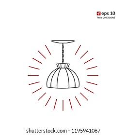 Lamp - vector thin line icon on white background. Symbol for web, infographics, print design and mobile UX/UI kit. Vector illustration, EPS10.