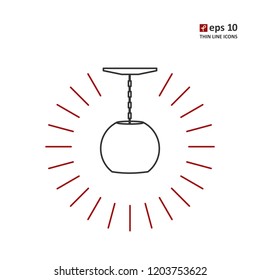 Lamp - vector thin line icon on white background. Symbol for web, infographics, print design and mobile UX/UI kit. Vector illustration, EPS10.