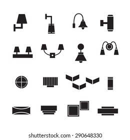 lamp vector, wall lamp, decorate lamp icon set