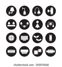 lamp vector, wall lamp, decorate lamp icon set