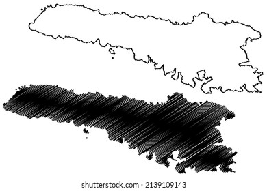 Lampedusa island (Pelagie Islands, Italian Republic, Italy) map vector illustration, scribble sketch Isola del Lampedusa map