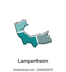 Modelo de diseño de vector de mapa mundial Lampertheim, estilo gráfico aislado en fondo blanco, adecuado para su empresa