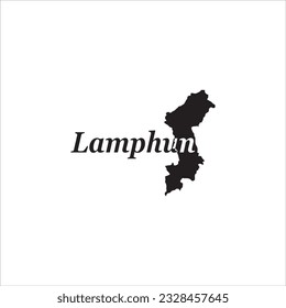 Mapa de Lamphun y diseño de letras negras sobre fondo blanco