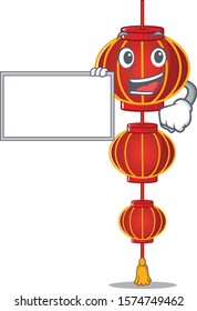 Lampion chinese lantern with board cartoon Character design style