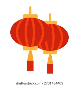 Lampion Lantern Flat Vector Illustration Icon Sticker Set Design Materials