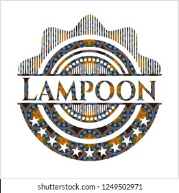 Lampoon arabic style emblem. Arabesque decoration.