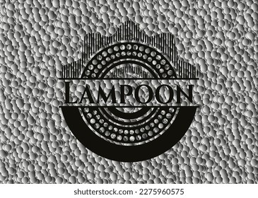 Lampoon dark emblem with grey bubbles background. Retro. Vector Illustration. Detailed. 