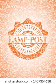 Lamp-post abstract orange mosaic emblem
