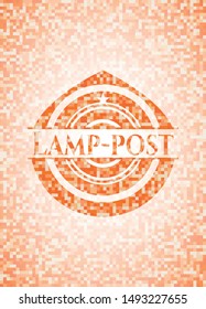 Lamp-post abstract orange mosaic emblem with background
