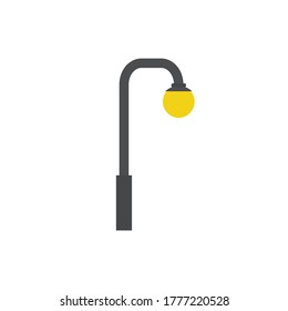 Lamppost flat, street lighting icon, piece of cheese icon, vector illustration isolated on white background