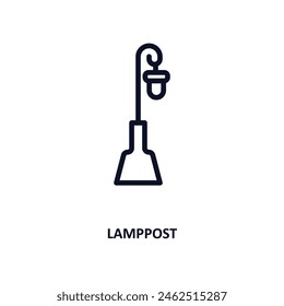 lamppost icon. Thin line lamppost icon from agriculture and farm collection. Outline vector isolated on white background. Editable lamppost symbol can be used web and mobile