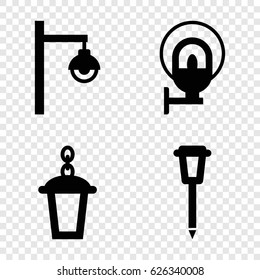 Lamppost icons set. set of 4 lamppost filled icons