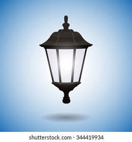 Lamppost isolated on blue background. Vector illustration