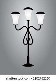 Lamppost in the night in park in vector illustration