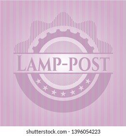 Lamp-post realistic pink emblem. Vector Illustration. Detailed.