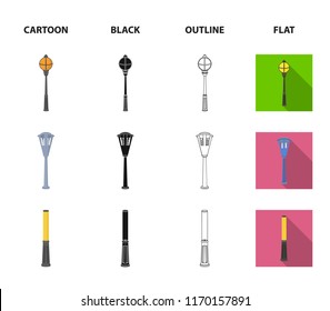 Lamppost in retro style, modern lantern, torch and other types of streetlights. Lamppost set collection icons in cartoon,black,outline,flat style vector symbol stock illustration web.