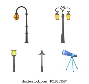 Lamppost in retro style,modern lantern, torch and other types of streetlights. Lamppost set collection icons in cartoon style vector symbol stock illustration web.