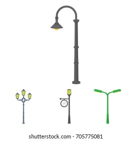 Lamppost in retro style,modern lantern, torch and other types of streetlights. Lamppost set collection icons in cartoon style vector symbol stock illustration web.