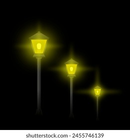 Lampposts - Brazil - Vector illustration of old lampposts in the dark