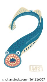 Lamprey, vector cartoon illustration 