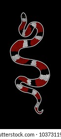 Lampropeltis triangulum vector.Sticker and hand drawn snake for tattoo.Red snake Reptile on white background.