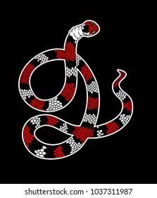 Lampropeltis triangulum vector.Sticker and hand drawn snake for tattoo.Red snake Reptile on white background.