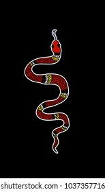 Lampropeltis triangulum vector.Sticker and hand drawn snake for tattoo.Red snake Reptile on black background.