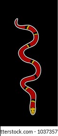 Lampropeltis triangulum vector.Sticker and hand drawn snake for tattoo.Red snake Reptile on black background.