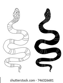 Lampropeltis triangulum vector.Sticker and hand drawn snake for tattoo.snake Reptile illustration.Traditional Japanese culture for printing and coloring book on background.