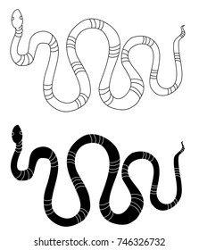 Lampropeltis triangulum vector.Sticker and hand drawn snake for tattoo.snake Reptile illustration.Traditional Japanese culture for printing and coloring book on background.