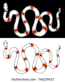 Lampropeltis triangulum vector.Sticker and hand drawn snake for tattoo.snake Reptile on black background.