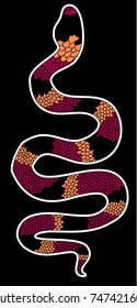 Lampropeltis triangulum vector.Sticker and hand drawn snake for tattoo.Red snake Reptile on black background.