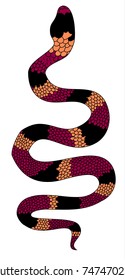 Lampropeltis triangulum vector.Sticker and hand drawn snake for tattoo.Red snake Reptile on white background.