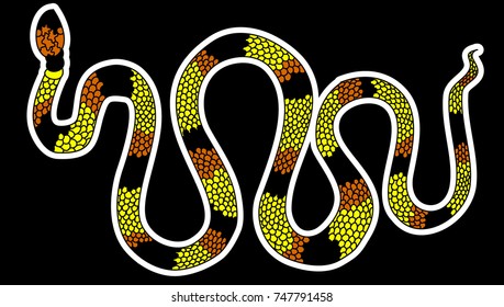 Lampropeltis triangulum vector.Sticker and hand drawn snake for tattoo.Red snake Reptile on black background.