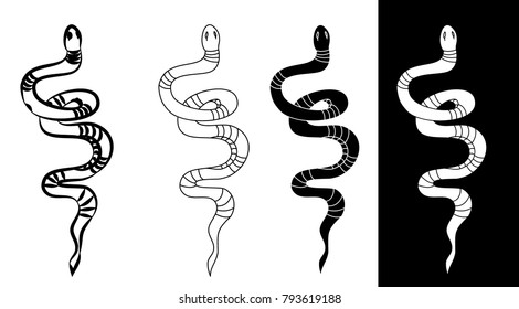 Lampropeltis triangulum vector.Sticker and hand drawn snake for tattoo.snake Reptile illustration.