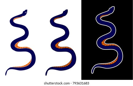 Lampropeltis triangulum vector.Sticker and hand drawn snake for tattoo.Red snake Reptile on white background.