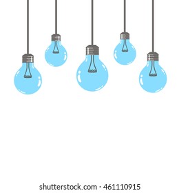 Lamps bulb illustration blue glass with wires isolated on white background / vector eps 10
