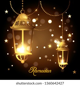 lamps hanging decoration to ramadan kareem