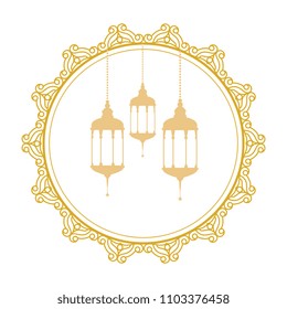 lamps hanging elegant frame ramadan kareem celebration