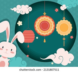 lamps hanging and rabbit scene
